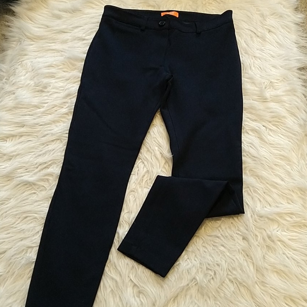 Navy dress pants. Skinny leg.